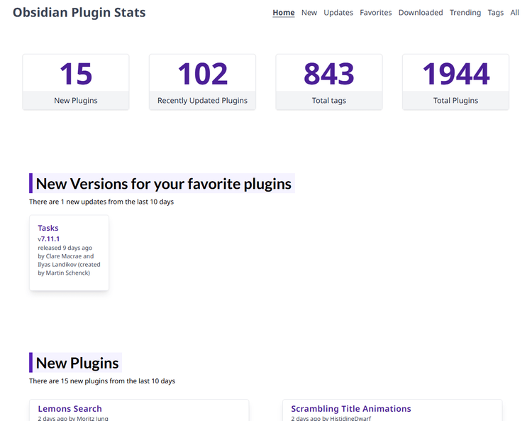 Obsidian Plugin Stats